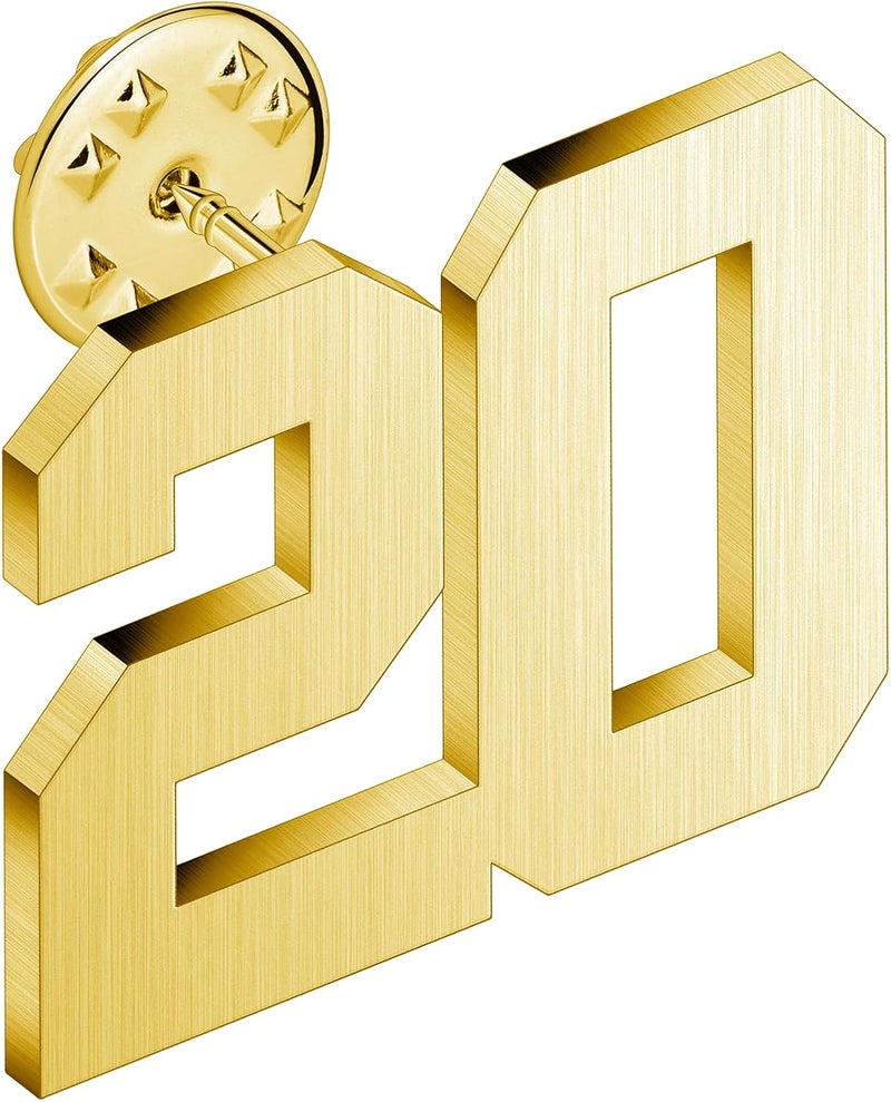 AMITER Personalized 0-100 Number Lapel Pins, 18K Gold Brooch Pin Tie Tacks for Suits, Neckties, Hats, Men & Women - Image 1
